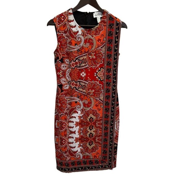 Joseph Ribkoff Sleeveless Red/Orange Shift Dress Size 8 - Picture 4 of 11